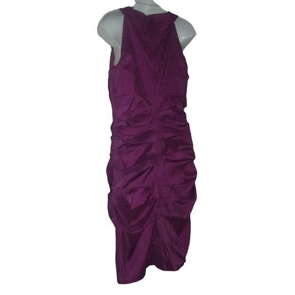 Signature by Sangria Dress Purple Iridescent Ruched Prom Party Wedding Cocktail - Picture 5 of 12